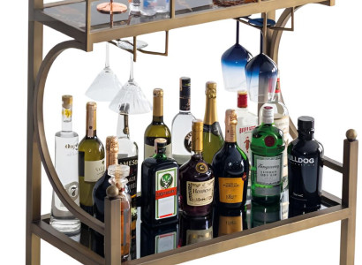 Stilvoller Barwagen Designer Marmorplatte Edle Metallrahmen Barregal