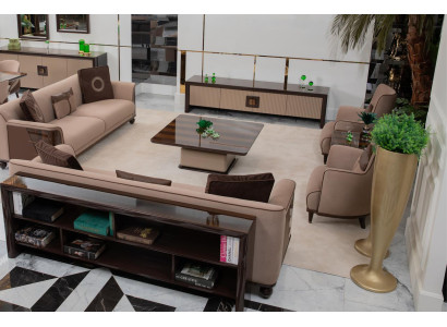 Braun Wohnzimmer-Set quadratischer Couchtisch, Holz-Beistelltisch