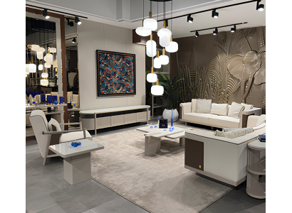 Stilvolle Weiße Wohnzimmer Möbel Textil 4-Sitzer Textilsessel Tische