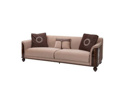 Braun-Beiger Designer Polster 3-Sitzer Wohnzimmer Stilvolle Couchen