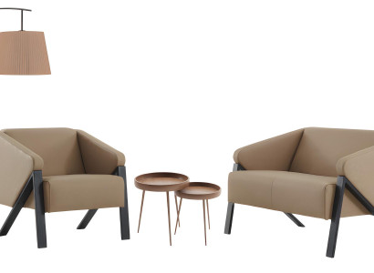 Moderne Hellbraue Sofagarnitur Edler 3-Sitzer 2x Polster Lehnsessel