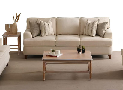Wohnzimmer-Set 3-tlg. – 3-Sitzer, 2-Sitzer und Sessel in Beige
