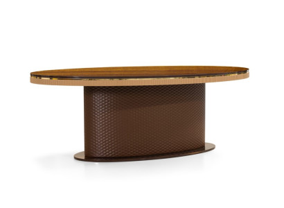 Brauner Ovaltisch Stilvolle Esszimmertische Designer Tischplatte