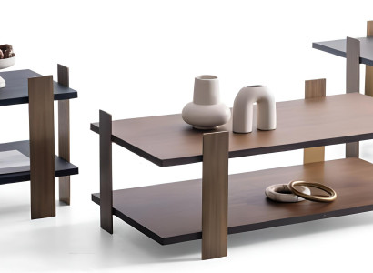 Moderner Wohnzimmer Tisch-Set Braune Holztische Kaffeetische 3tlg