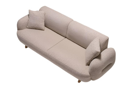 Beiges weiches 3-Sitzer-Sofa Stoffsofa Wohnzimmermöbel Designersofa