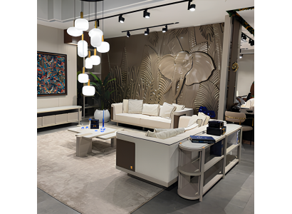 Stilvolles weißes Wohnzimmer-Set 3-Sitzer-Sofas Couchtisch Designermöbel