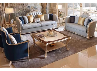 Komplette Klassische Sitzgarnitur 2x Stilvolle Sessel 3-Sitzer Couch