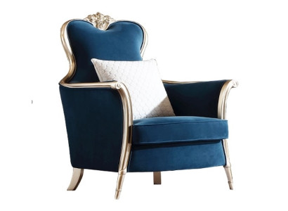 Klassischer Blauer Sessel Elegante Wohnzimmer Sitzmöbel Einzelsessel