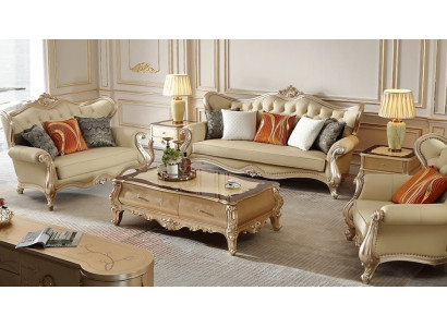 Stilvolle Klassische Sofagarnitur Designer 2-Sitzer 3-er Couchtische