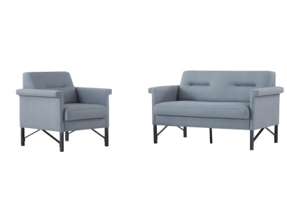 Elegante Graue Wohnzimmer Sitzgarnitur Moderner 2-Sitzer Sessel