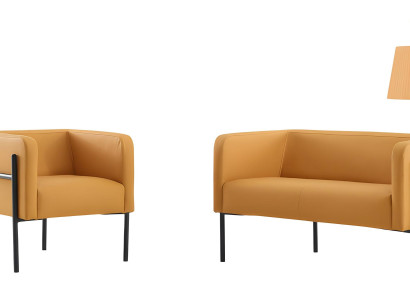 Exklusive Bunte Büro Sitzmöbel Ledercouch 2x Designer Ledersessel