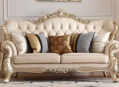 Stilvoller Klassischer Dreisitzer Beiges Designersofa Moderne Couch