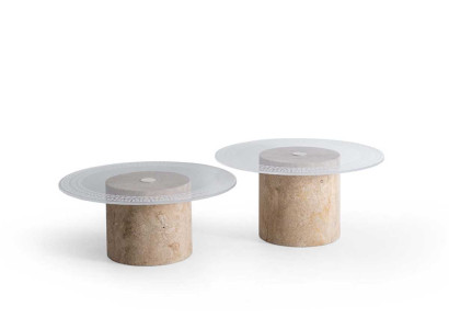 Exklusiver Couchtisch-Set Stilvolle Rundtische Designer Platte 2tlg