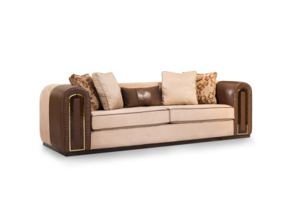 Stilvoller Beige-Brauner 4-Sitzer Wohnzimmer Polstercouch Edle Möbel