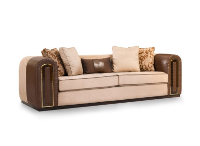 Stilvoller Beige-Brauner 4-Sitzer Wohnzimmer Polstercouch Edle Möbel