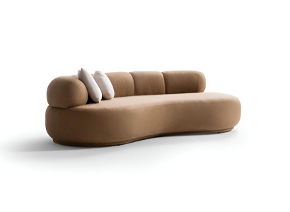 Brauner 3-Sitzer-Sofa Wohnzimmer-Sofa Gebogenes Sofa Wohnzimmermöbel