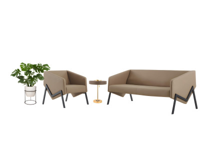 Elegantes Beiges Sofa Set Designer 3-Sitzer Couch Moderne Sessel