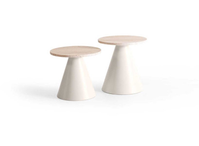 Moderner Couchtisch-Set mit natürlichen Tischplatten aus Stein