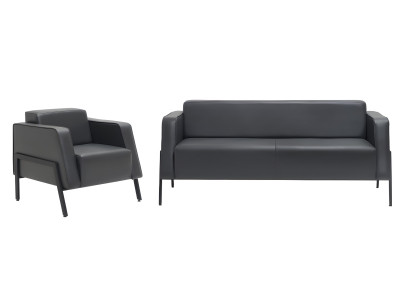 Moderne Schwarze Couchgarnitur Luxus Zweisitzer 2x Polstersessel