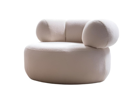 Beiger runder Sessel weicher Sessel Wohnzimmermöbel Designermöbel