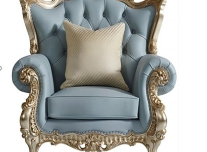 Blauer Klassischer Chesterfield Sessel Wohnzimmer Polstersessel