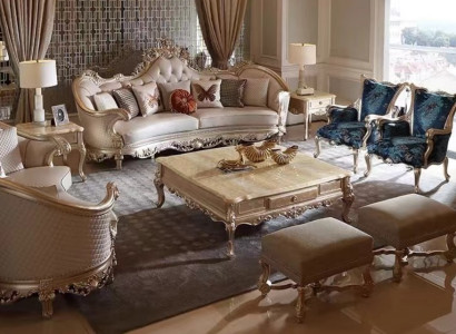 Stilvolle Wohnzimmer Garnitur Chesterfield 4-Sitzer Beistelltische