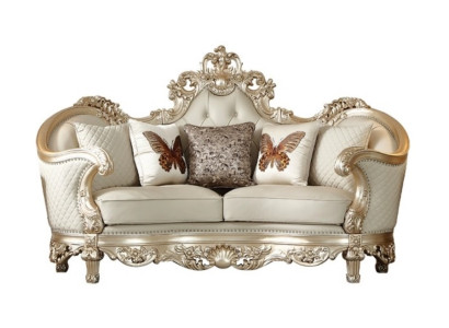 Klassischer Wohnzimmer Zweisitzer Designer Ledersofa Luxus Couch