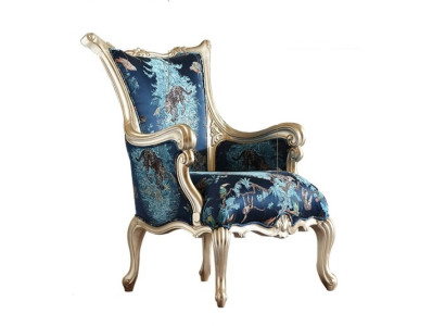 Blauer Wohnzimmer Sessel Designer Polstersessel Armlehnenstuhl