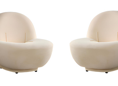 Beiger Stoffsessel weicher Sessel Wohnzimmermöbel Designersessel