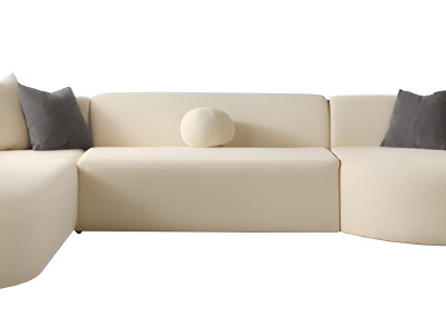 Beige Ecksofa großes Stoffsofa Designersofa Wohnzimmermöbel Wohnmöbel