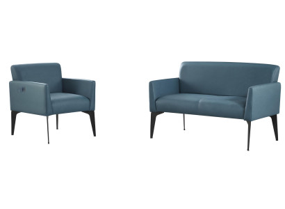 Designer Blaue Couchgarnitur Stilvoller 2-Sitzer Edle 2x Sessel