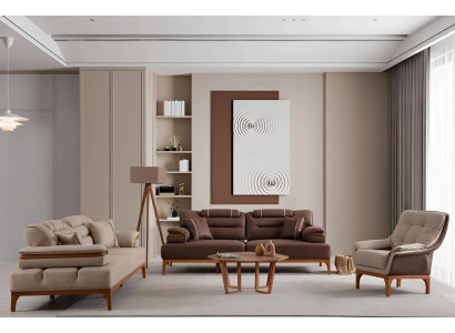 Exklusive Wohnzimmer Couchgarnitur Designer 3-Sitzer Couchen Sessel