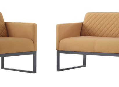 Stylisches Sofa-Set Designer Beiger 3-Sitzer 2x Textilsessel 3tlg