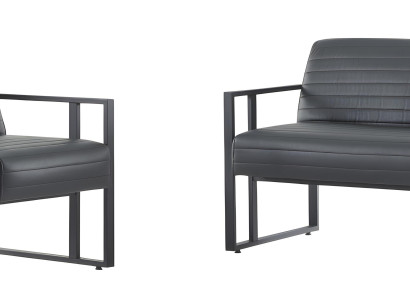 Schwarze Leder Sitzgarnitur Moderner 3-Sitzer 2x Ledersessel 3tlg