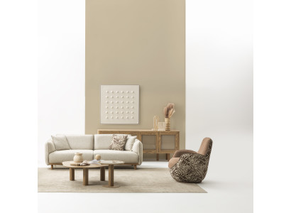 Komplettes Wohnset: 4-Sitzer Couch, Sessel, Beistell- & Konsolentisch