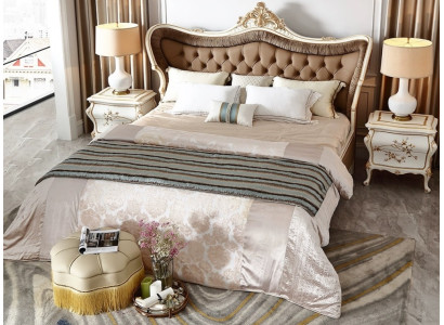 Stilvolles Klassisches Doppelbett Designer Holz Chesterfieldbett