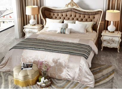 Stilvolles Klassisches Doppelbett Designer Holz Chesterfieldbett