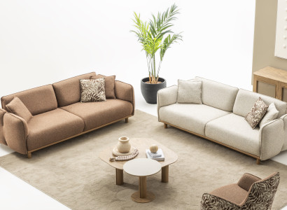 Stilvolles Set: 2x 4-Sitzer Sofa mit Couchtisch & Beistelltisch
