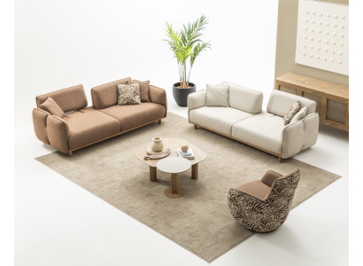 Modernes Wohnzimmer: 2x 4-Sitzer Sofa, Sessel, Couch- & Beistelltisch