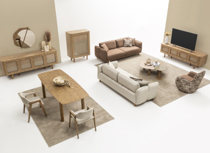 Wohnzimmer-Set 2x 4-Sitzer Sessel Tische & Stauraum für Stil & Komfort