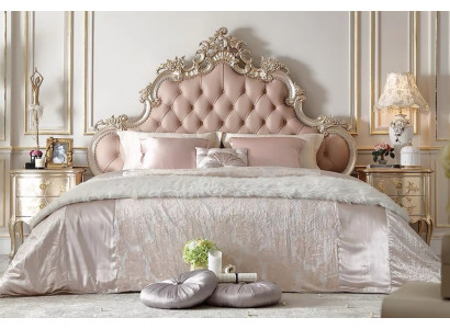 Massivholz Chesterfield Doppelbett Edles Kunstleder Holzrahmen Bett