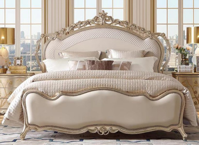 Stilvolles Beiges Doppelbett Schlafzimmer  Komfortbett Holzrahmen