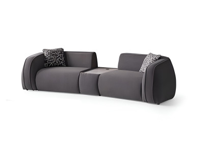 Luxuriöse Grauer moderner 3-Sitzer-Sofa Stoffsofa Polstermöbel Designermöbel