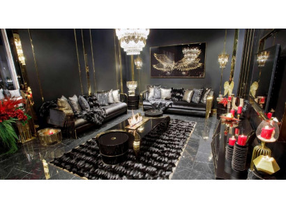 Stilvollle Schwarze Couchgarnitur Designer 3-Sitzer Couchtisch 3tlg