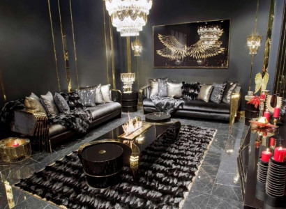 Stilvollle Schwarze Couchgarnitur Designer 3-Sitzer Couchtisch 3tlg