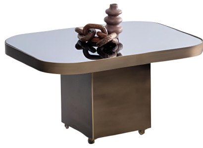 Stilvoller Brauner Beistelltisch Moderne Glasoberfläche Metallrahmen