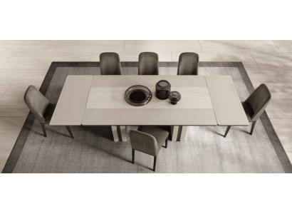 Moderne Esszimmer Garnitur Ausziehbarer Esstisch 6x Polsterstühle