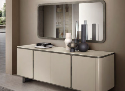 Beiges Modernes Sideboard Luxuriöse Wohnzimmer Anrichte Spiegel