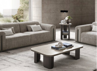 Modernes Sofa-Set Designer Exklusiver 2-Sitzer Textilsessel Tische