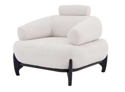 Weißer stilvoller Sessel weicher Stoffsessel Designersessel Wohnzimmermöbel